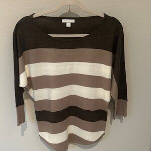 New York & Company Brown and Cream Striped Sweater